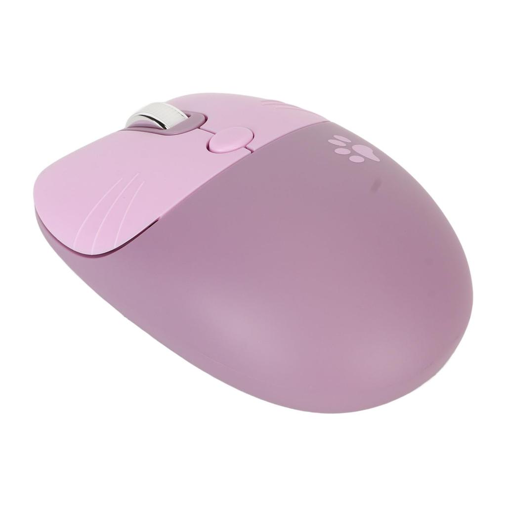 Cute Cat Wireless Mouse Mute USB Receiver Cute Portable DPI Mouse for Laptops 3-Level (Purple)