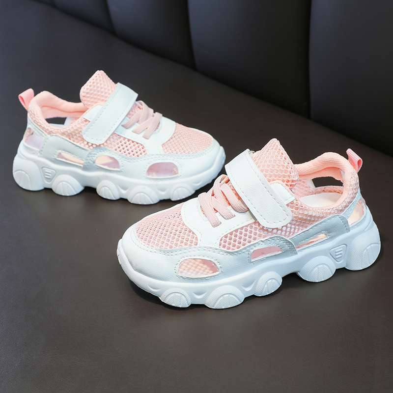 2025 Children's Sandals New Summer Hollow Sports Shoes Primary School Boys and Girls Children Breathable Mesh Shoes