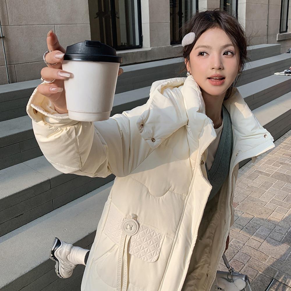 Fashion Down Padded Clothes Women s Medium and Long Loose Winter, Hooded Padded Jacket M