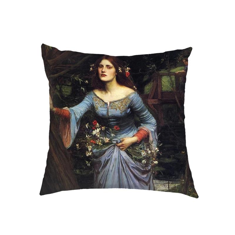 Artist John William Waterhouse Cushion Cover Religious Goddess Angel Pillowcase for Sofa Home Decor Throw Pillow Case Covers