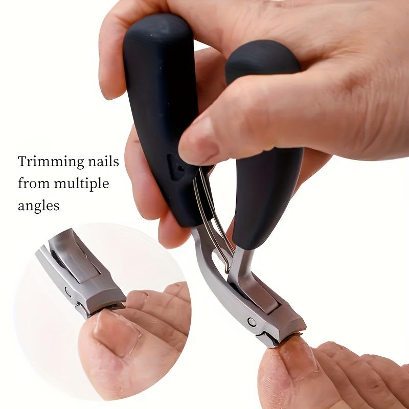 1pc Curved Blade Nail Clippers for Thick Nails, Men & Seniors - Long Handle Steel Clippers, Precision Trimming