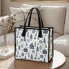 Winter Pattern Tote Bag Casual Canvas Shoulder Handbag For Daily Use Portable Fashion Shopping Bag