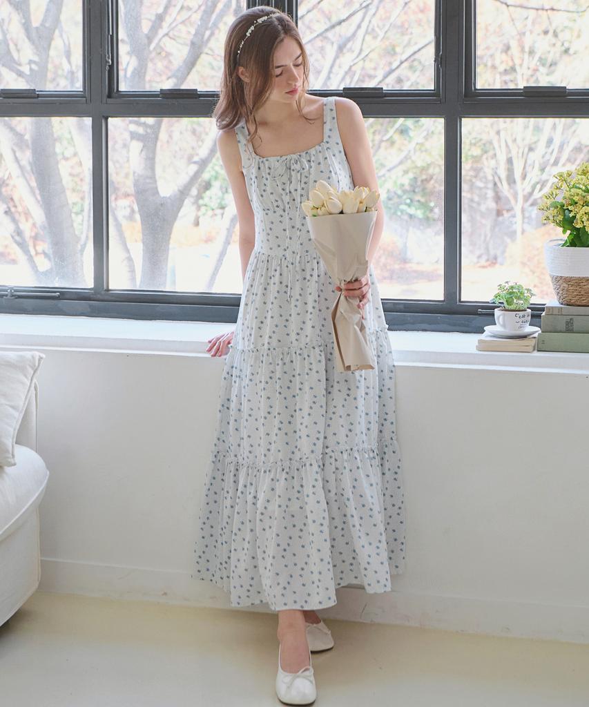 SLOWLOLLI Ribbon Shirring Sleeveless Dress_5 Colors