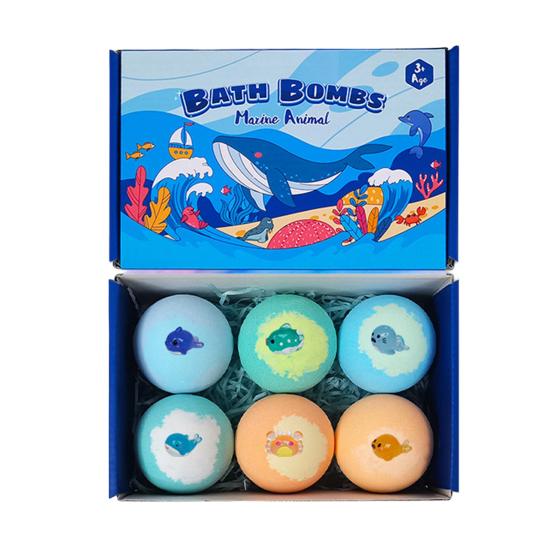 Bath Bombs with Built-In Bath Bubble Toys Skin-Friendly Bubble Bath Set Animal