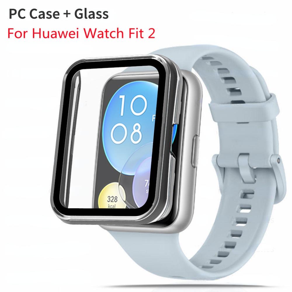 

Стекло + чехол для Huawei Часы Fit 2 Аксессуары ПК Защитный бампер Универсальная крышка для Huawei Часы Fit 2 Защитная пленка для экрана