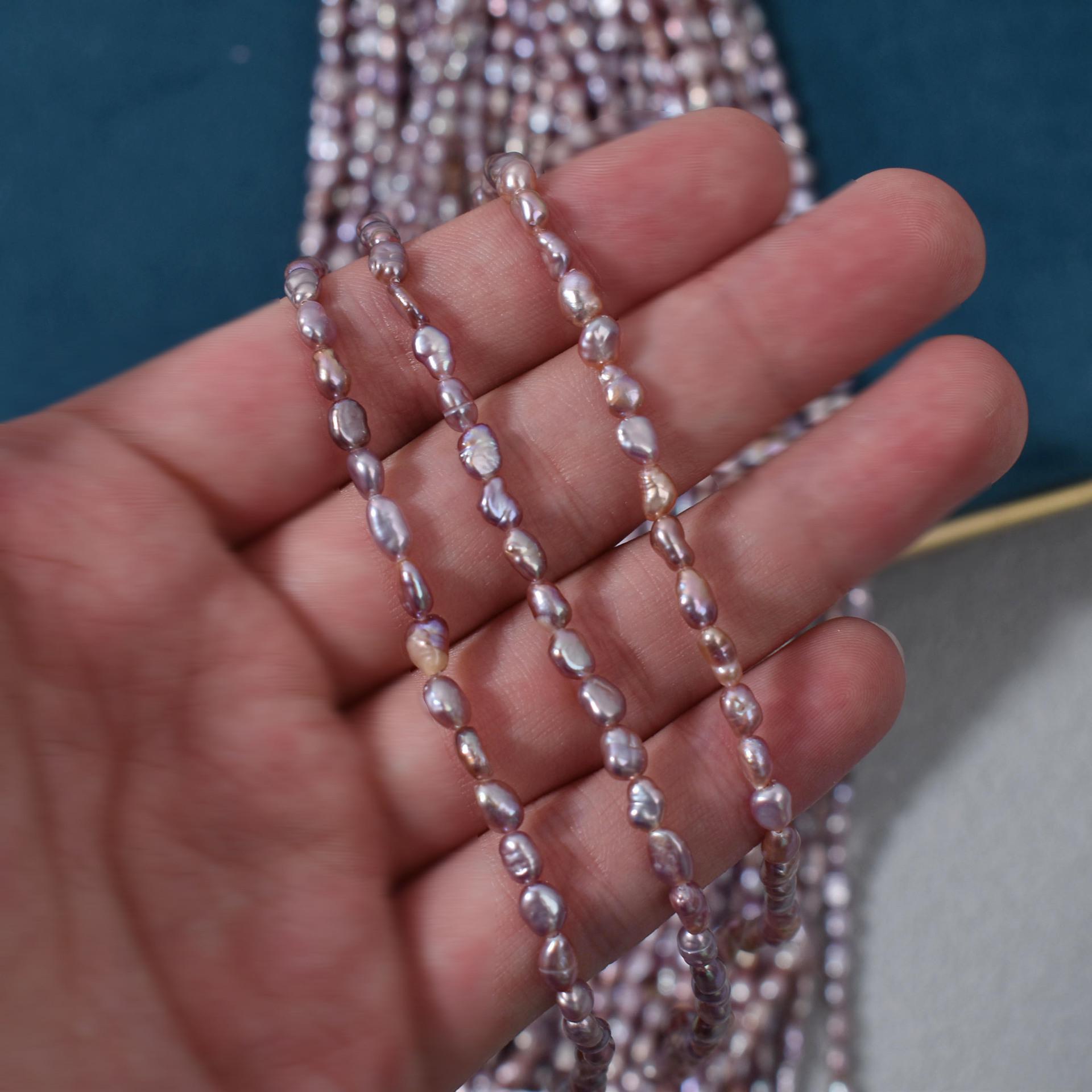 Mini Baroque Keshi Pearl Necklace, 3-4mm Irregular Purple, Handmade DIY Approx. 3-4mm Straight Hole Small Baroque естественный/фиолетовый