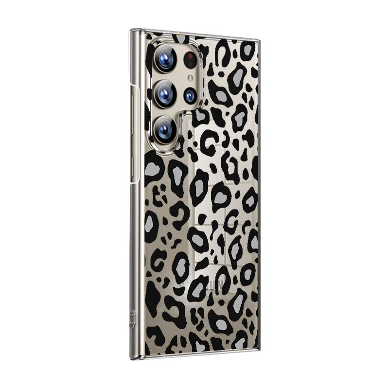 For Samsung S24 Ultra S23 Plus S21 S20 FE A54 A52 A34 Cover Shockproof Stylish Slim Leopard Pattern Hard Clear PC Phone Case