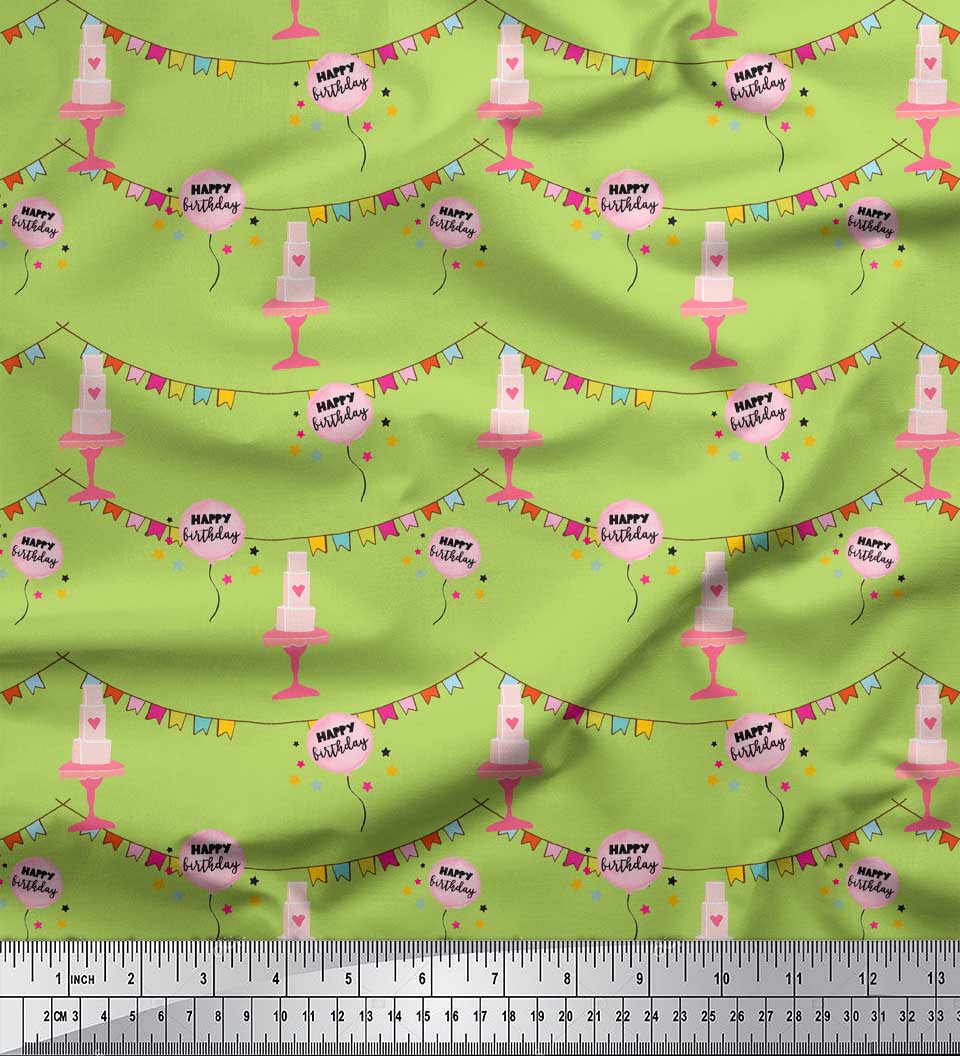 

Тканина для рукоділля Soimoi Purple Japan Crepe Satin Birthday Party Theme Тканина для рукоділля з принтом на метри 42 дюйма 42 Inch Wide - Poly Crepe зелений