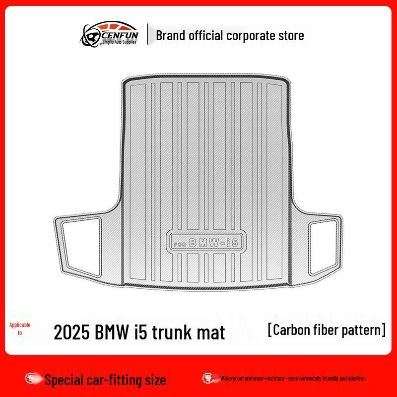 BMW I5 Eco-Friendly TPE Floor Mats & Trunk Mat - Odorless, Wear-Resistant, Waterproof, Carbon Fiber Pattern