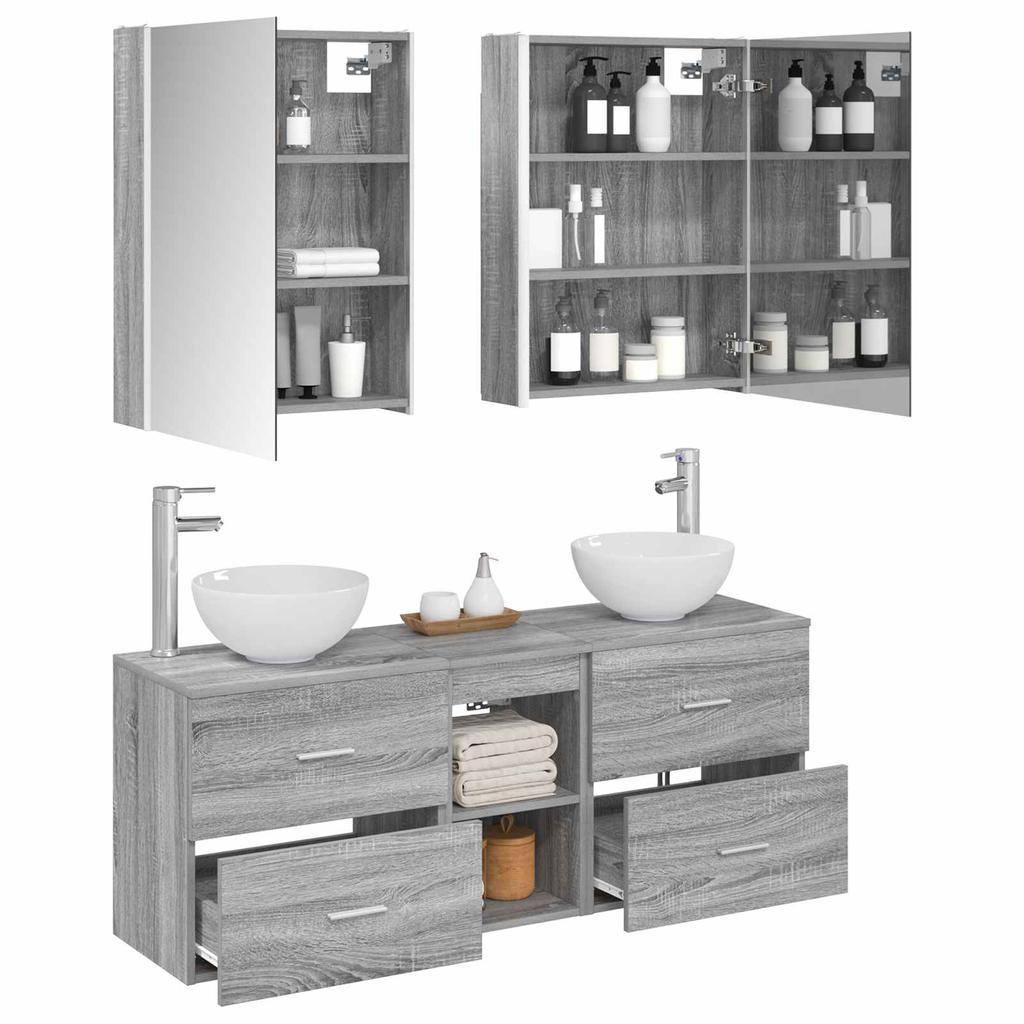 Bathroom Cabinet Set 5 Pcs Grey Sonoma Wood Based Material