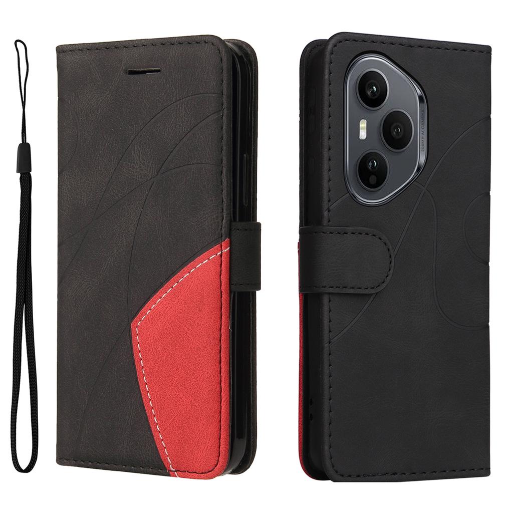 Für Honor 400 Pro 5G (Global) Handyhülle aus Leder mit Ständer und Brieftasche im zweifarbigen Spleißdesign