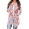 Women's Fashion Christmas Print Jacket Long Sleeve Casual Cardigan Coat