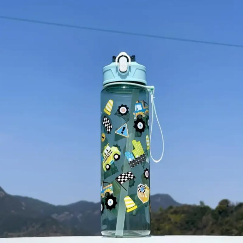 780ML Kids Water Sippy Cup Creative Cartoon Cup with Straws Leakproof Water Bottle Outdoor Portable Children's Plastic Water Cup