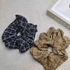 Vintage Plaid Scarf Hair Tie Set: Elegant Women's Oversized Plaid Scarf and Hair Tie Accessories