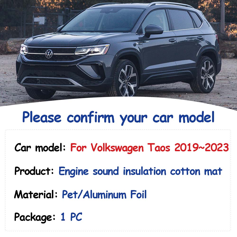 For Volkswagen VW Taos Tharu 2019~2024 Front Engine Sound Hood Pad Soundproof Covers Heat Insulation Cotton Interior Accessories