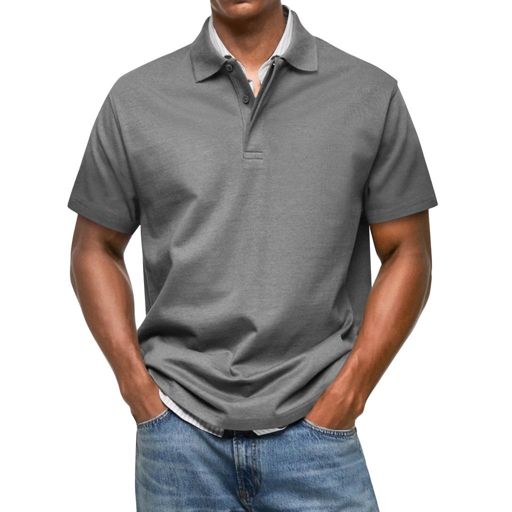 Men's Summer Solid Color Hidden Button Short Sleeve Loose Shirt Men's Casual Fashion Tops