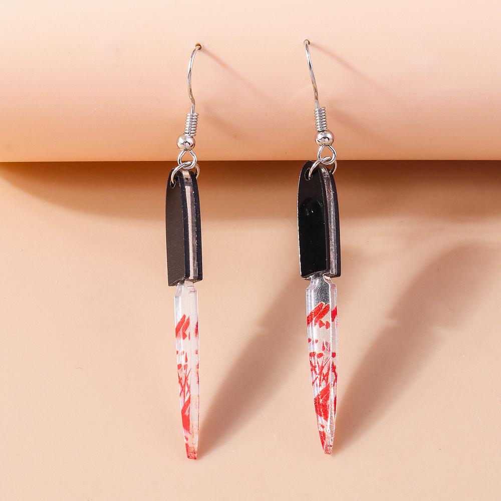 Halloween Bloody Knife Drop Earrings Punk Scissors Saw Dangle Hooks Earrings for Women Girls Night Party Jewelry Gifts