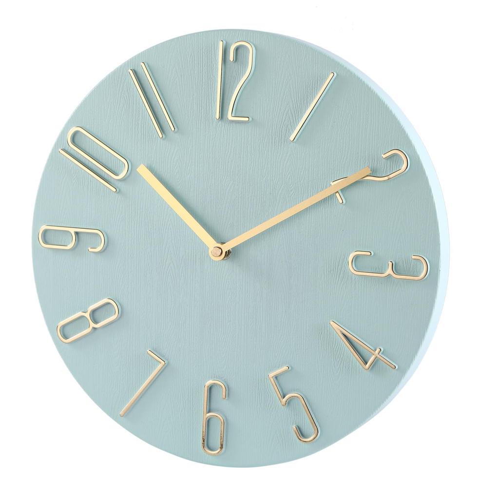 Nbdeal Wall 3D 30cm D56871 Radio-Controlled Clock, Stylish, Lightweight, Numerals, Diameter, Quiet, Vintage, Retro, Nordic, Green,