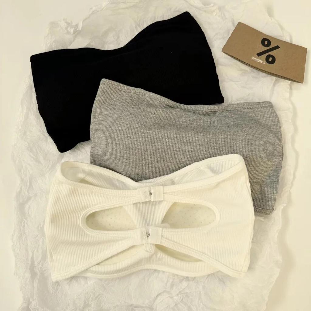 Strapless Beautiful Back Bandeau Bra: Wire-Free, Gathered Fit for Small Chests, Anti-Exposure Design