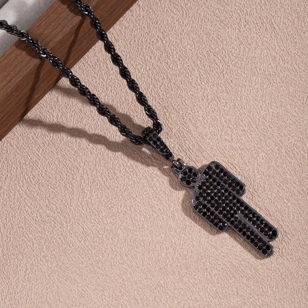 Módní Luxusní Kreslený Mimo Střed Kamínkový Přívěsek Náhrdelník Trendy Hip Hop Unisex Přívěsky Velkoobchod Drahokamový Zámek Řetěz