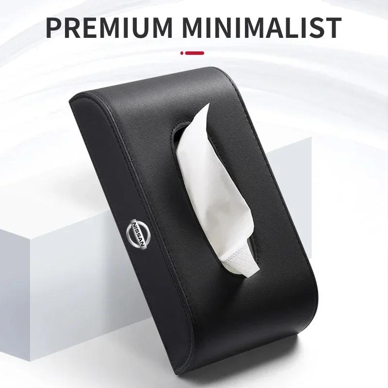 Leather Car Supplies Seat-type Center Console Car Tissue Box For Nissan Nismo Juke Note Versa Almera X-Trail Xterra Qashqai