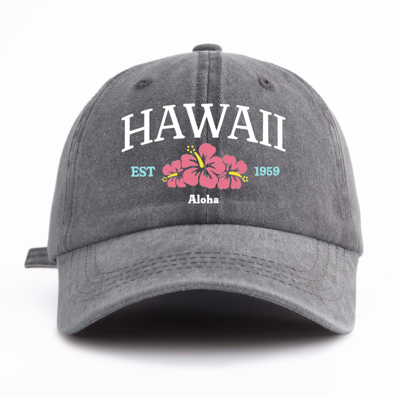 

1 шт. Стильная washed бейсболка HAWAII для взрослых, минималистичный ретро-стиль, повседневная, мягкая, регулируемая, кепка для папы, идеальна в качестве подарка