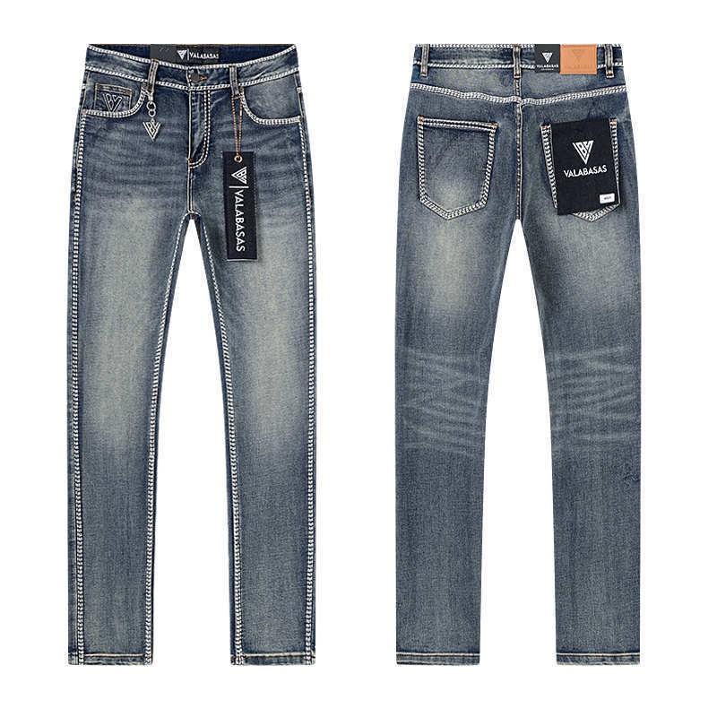 Valabasas Stil '' Retro Distressed Gewaschene Stretch Schlagjeans Herren Damen Streetwear Freizeit Hosen