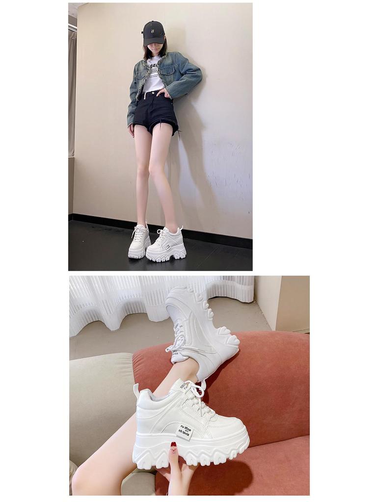 Damen Plateau Dad Schuhe - Frühling/Herbst 2021 Schnür-Sport-Freizeit-Sneaker, Koreanischer Stil für Studentinnen