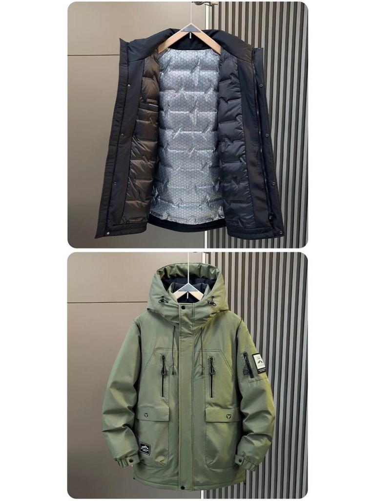 Men's Plus Size Hooded Winter Down Jacket - Thick, Casual, Loose Fit