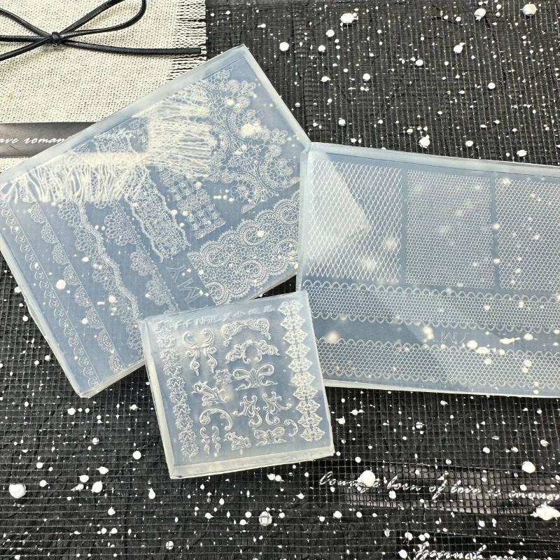 3D Silicone Nail Mold Diy Relief Lace Ribbon Templates For Nails Jewelry Crafts Transparent Nails Mold Nail Art Decoration
