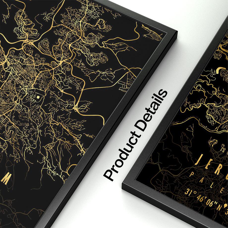 Wall Art Canvas Painting Croatia Cyprus Europe Black Golden Map Living Room Decoration Posters And Prints Clib Bar Wall Pictures