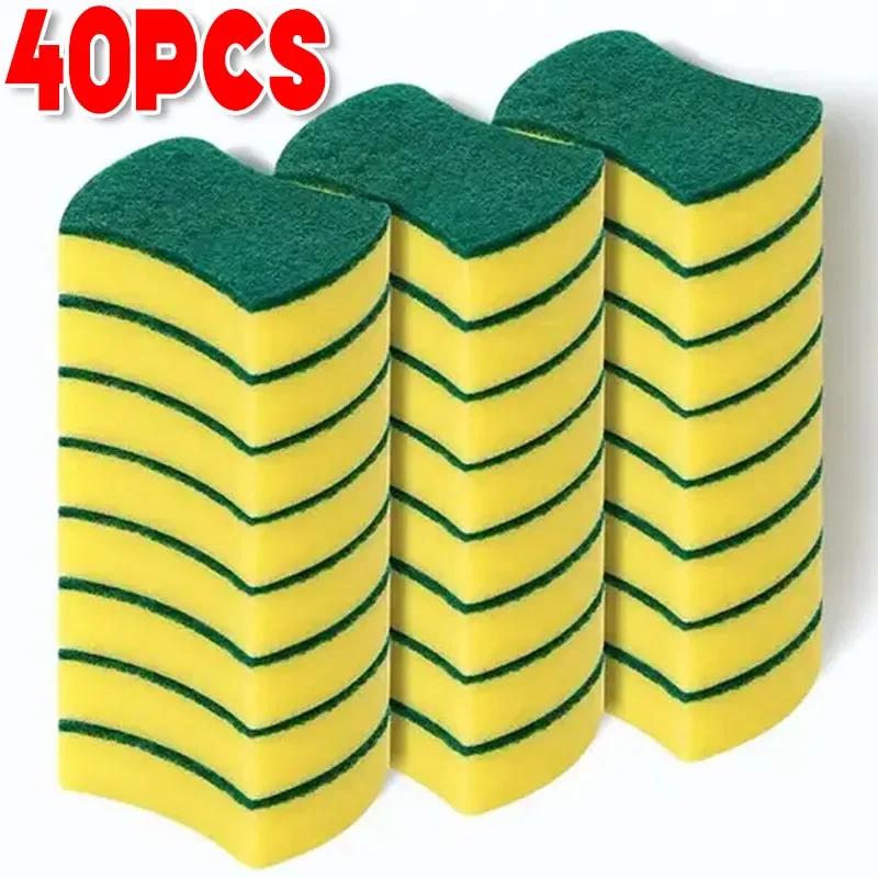 50/10Pcs Kitchen Dishwashing Sponge Soft Absorbent Clean Rub Pot Rust Scouring Pad Removing Kits Household Cleaning Brush Sponge