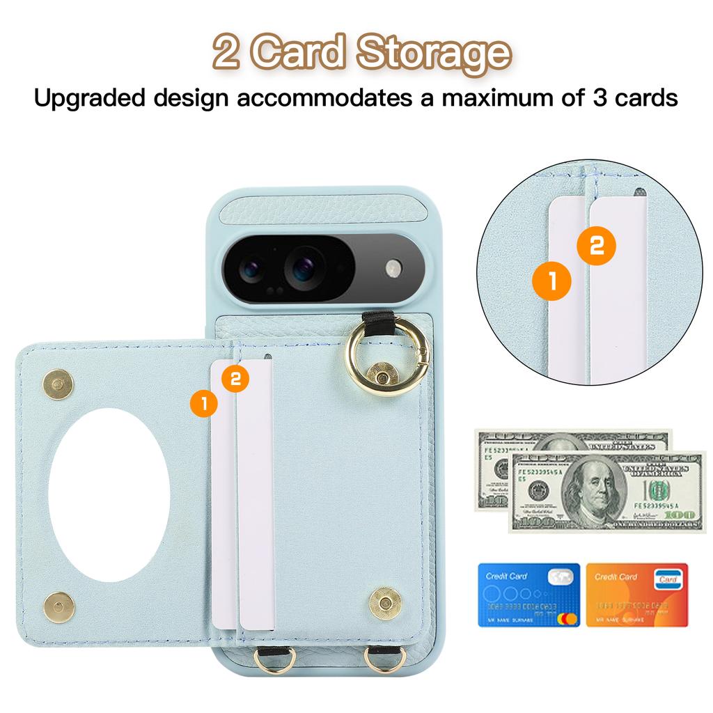 Crossbody Wallet with Card Holder Phone Case For Google Pixel 9 Pro XL 8A 7A 9A Pixel8Pro Lanyard Wrist Strap Leather Cover