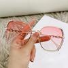 Rhinestone Decor Rimless Fashion Sunglasses For Women Men Casual Gradient Glasses For Summer Beach Party UV400