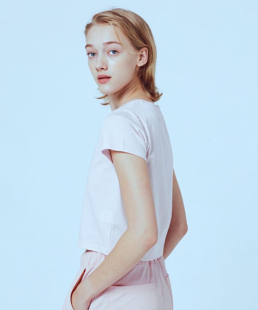 ETRE AU SOMMET Premium Silket Circle Logo Half Tee (Light Pink)