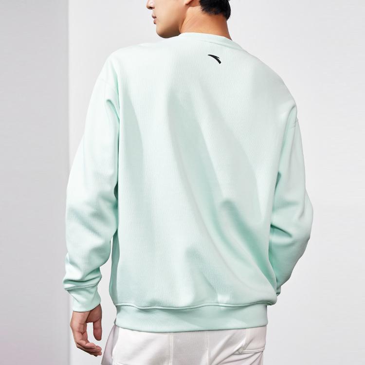 Anta Cartoon Anime Letter Print Crew Neck Long Sleeve Sweatshirt Men Sweatshirt Moss-Green 952311701-2