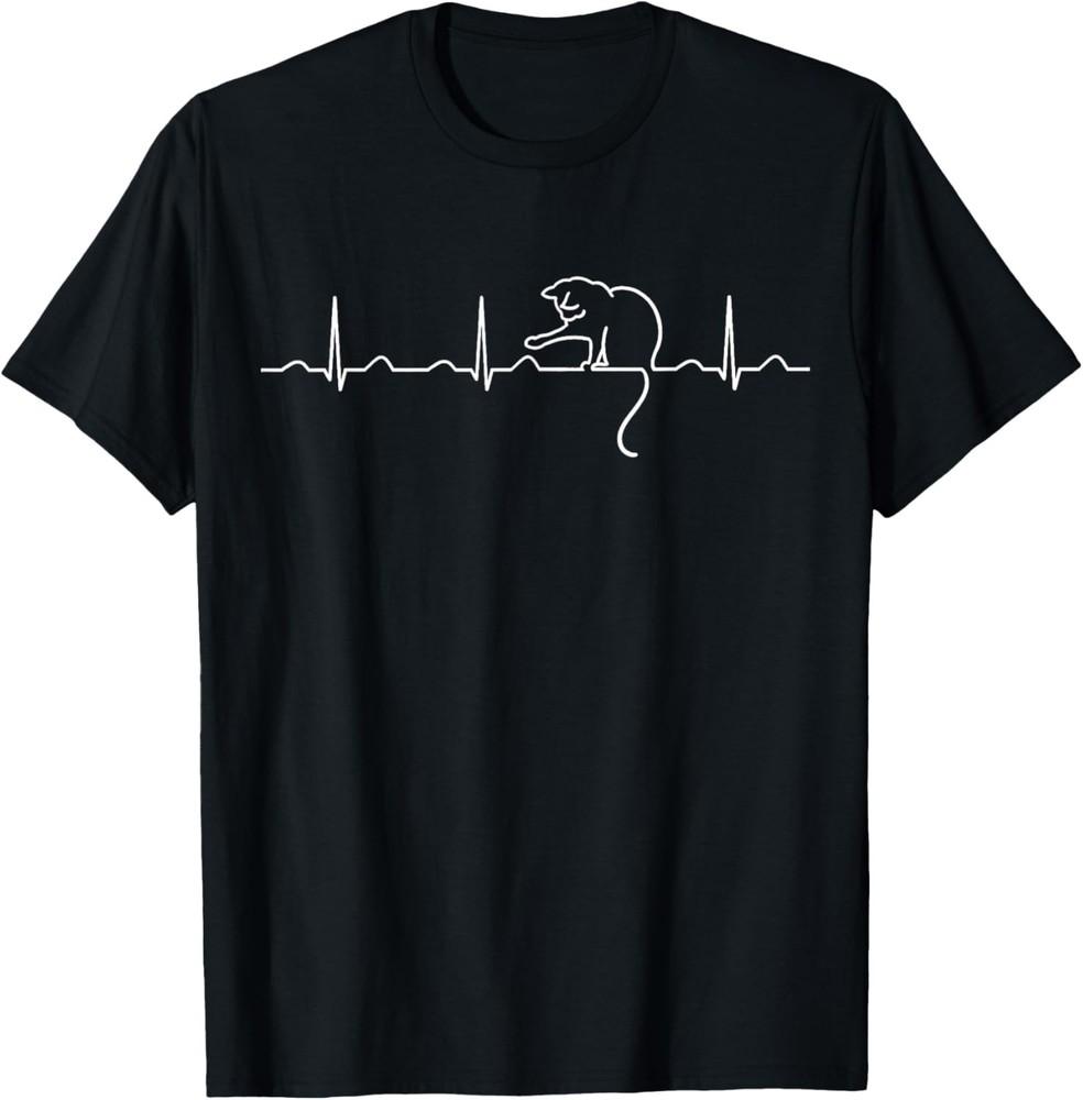 

Cute Cat Heartbeat Minimal Tee Shirt Gift Unisex T-Shirt 4XL