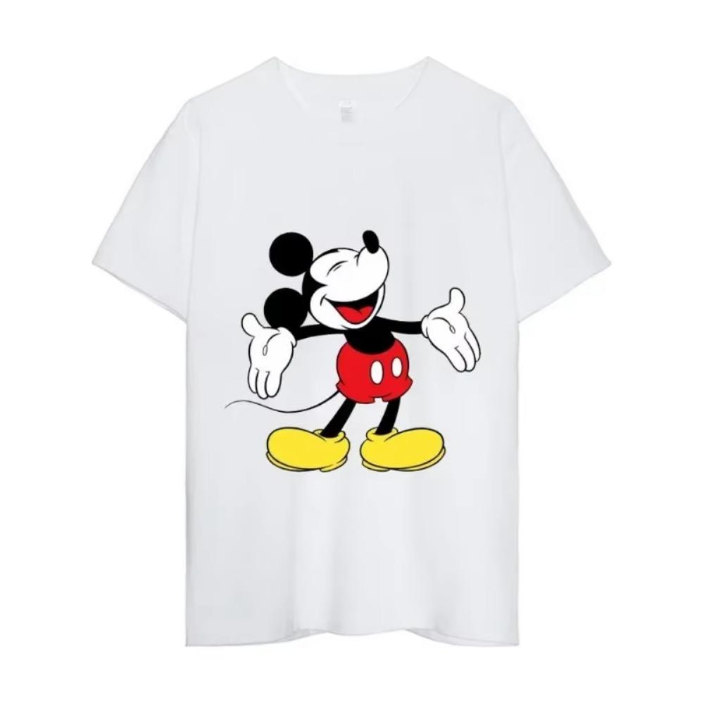 MINISO Mickey Mouse T Shirt Women Couple Combination Clothes Short Sleeve Collar Fashion Man Cotton