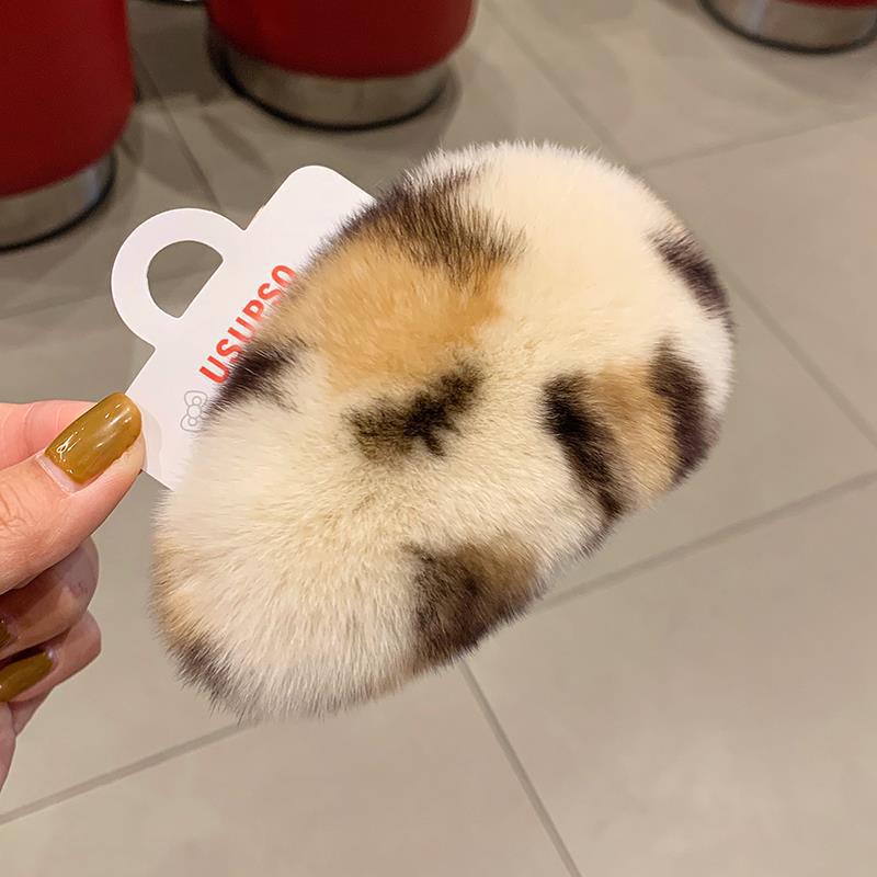 Autumn and Winter Clip Furry Hairpin Korean Super Fairy Plush Hair Accessories Rex Rabbit Fur Super Cute Fur BB Side Clip