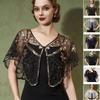 Bling Bling Sequins Poncho Coat Retro Flapper Shawl  Dress Decorative Shoulder