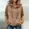 Giacca casual da donna con zip intera in velluto a coste con tasche per l'autunno
