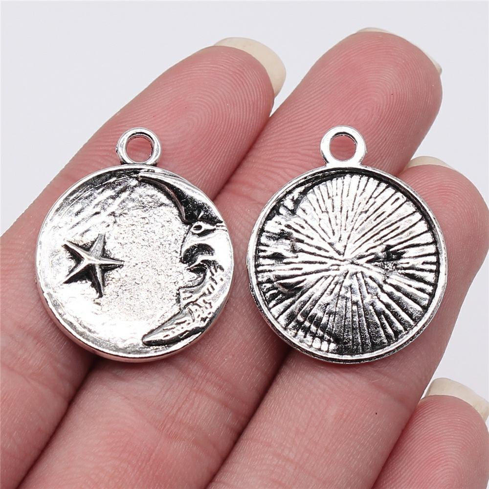 10pcs Charms Moon Antique Silver Color Moon Charms Pendants For Bracelets Moon And Star Charms Wholesale