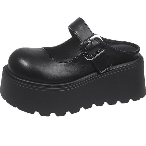 Height-increasing thick-soled bag head half slippers women's outer wear 2025 spring and summer new super fire French Mary Jane cool slippers muffin