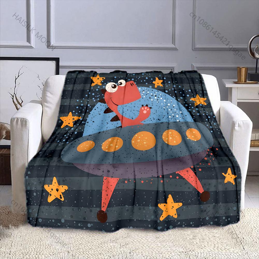 

1PC Cartoon Red Dinosaur UFO Print Blanket Warm Soft for Sofa Bed Home Travel Camping Blanket All Seasons Luxury Gifts 75x100cm