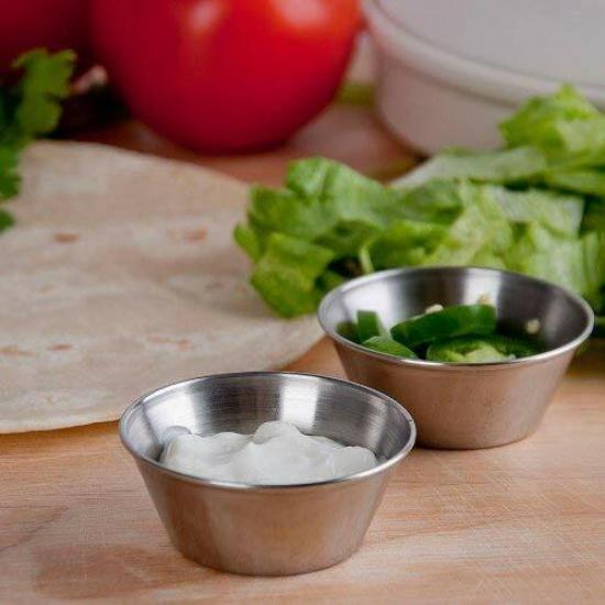 (Pack of 12) 1.5 oz Sauce Cups, Stainless Steel Condiment Cups / Portion Cups