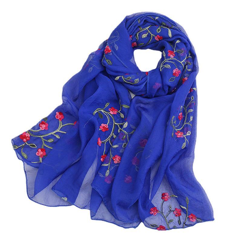 Pfirsichblüten-bestickter Chiffon-Sonnenschutzschal - Frühlings-/Sommerschal