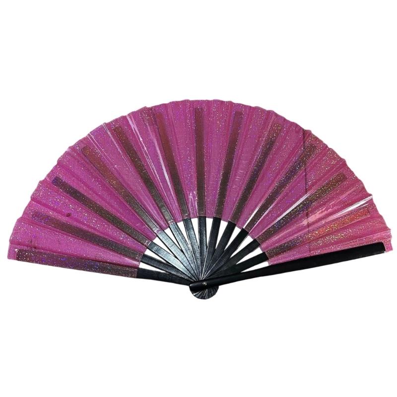 Foldable Shimmering Party Fan Decorative Wood Frame Handheld Fan For Festivals Celebration Stage Performances Parties