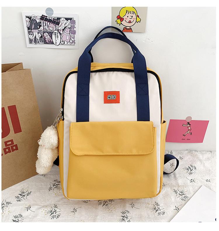 Urban Minimalist Style Nylon Fabric Backpack With Color Blocking Popular Element For Casual Travel