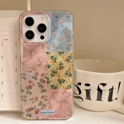 Floral Patchwork Vortex Pattern Phone Case For iPhone 16 Pro Max 16E 15 14 13 12 11 XS Max X XR 7 8 Plus SE2 16 Shockproof Cover