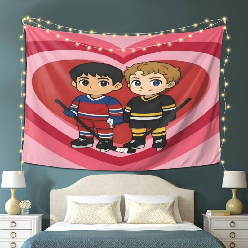 VIKAMA Dual Scene Hockey Tapestry Which Has Added A Dramatic Fandom Vibe Ideal For Ice Hockey Fans Bedrooms Decor